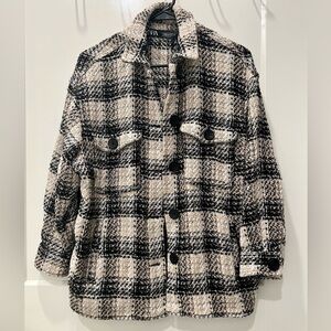 ZARA plaid tweed button up shacket (size S)